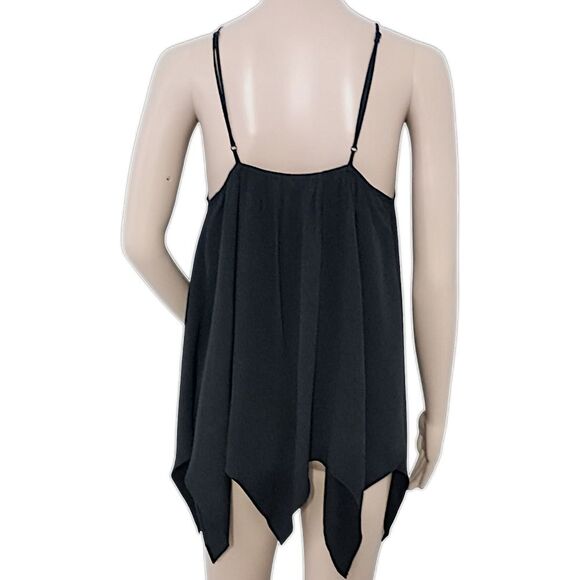 Y2K Witchy Cami Top XS Black Camisole Whimsigoth Chiffon Asymmetric Fairy Flowy - Picture 4 of 16